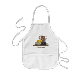 Funny bull Driving Bulldozer cartoon Kinder Schort