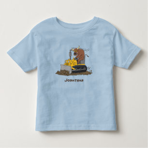 Funny bull Driving Bulldozer cartoon Kinder Shirts