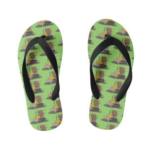 Funny bull Driving Bulldozer cartoon Kinder Teenslippers