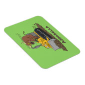 Funny bull Driving Bulldozer cartoon Magneet (Rechterzijde)