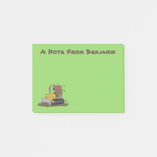 Funny bull Driving Bulldozer cartoon Post-it® Notes