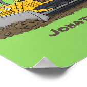 Funny bull Driving Bulldozer cartoon Poster (Hoek)