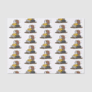 Funny bull Driving Bulldozer cartoon Tissuepapier