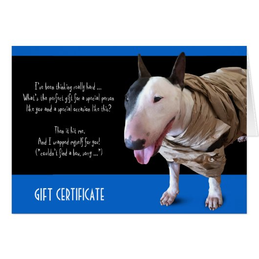 Funny Bull Terrier Carte Cadeau (Devant horizontal)