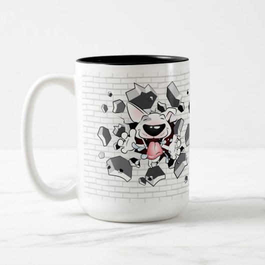 Funny Bull Terrier Cartoon "Break through" Mok (Links)