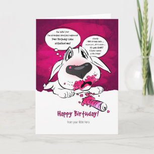 Funny Bull Terrier Cartoon Kaart "Happy Birthday"