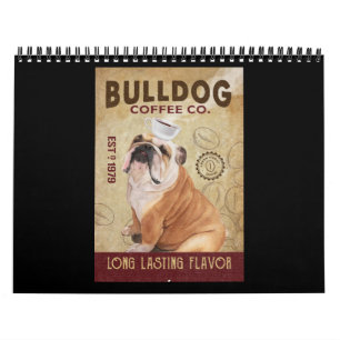 Funny Bulldog Coffee Cup On Head Bulldog Lover Kalender
