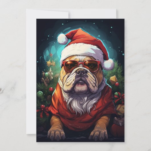 Funny Bulldog Kerst Kaart (Voorkant)