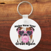 Funny Bulldog  Make New Year Great Again 2026  Sleutelhanger (Voorkant)