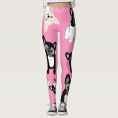 Funny Bulldog Puppies Aangepaste kleur Leggings (Voorkant)