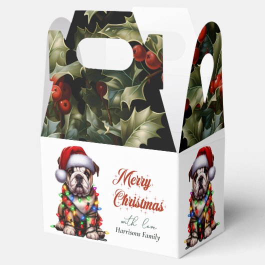 Funny Bulldog Schattigee Waterverf Hondenkerstwens Bedankdoosjes (Geopend)