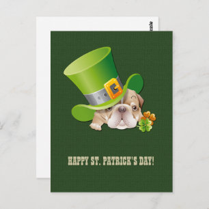 Funny Bulldog St.Patrick's Day Briefkaarten