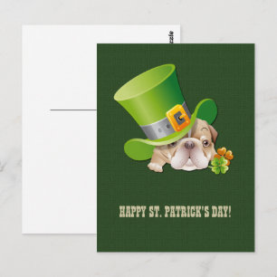 Funny Bulldog St.Patrick's Day Cartes postales