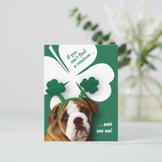 Funny Bulldog St. Patrick's Day Custom Briefkaart (Staand voorkant)