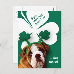 Funny Bulldog St. Patrick's Day Custom Briefkaart