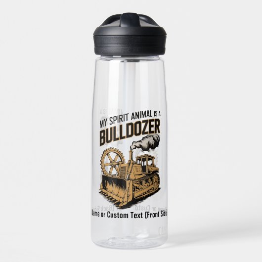Funny Bulldozer Minimalist Retro Spirit Animal Waterfles (Voorkant)