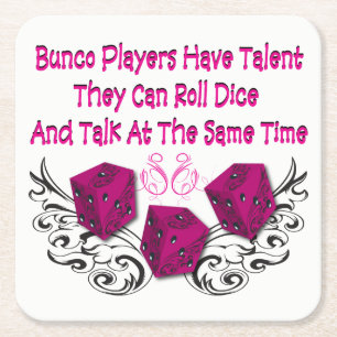 Funny Bunco - Can Roll Dice Vierkante Kartonnen Onderzetter