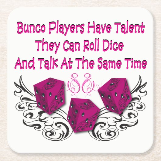 Funny Bunco - Can Roll Dice Vierkante Kartonnen Onderzetter (Voorkant)
