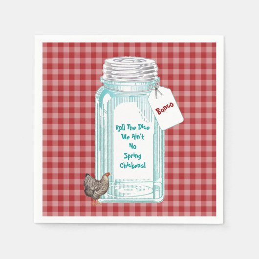 Funny Bunco  Canning Jar Spring Chicken Pap Servet (Voorkant)