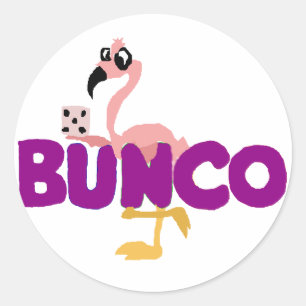 Funny Bunco Dice Game en Pink Flamingo Ronde Sticker