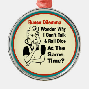 Funny Bunco Dilemma met Retro Woman Metalen Ornament