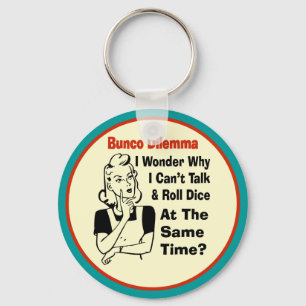 Funny Bunco Dilemma met Retro Woman Sleutelhanger