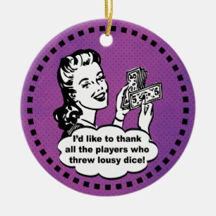 Funny Bunco Player Winner Paarse Vintage Keramisch Ornament