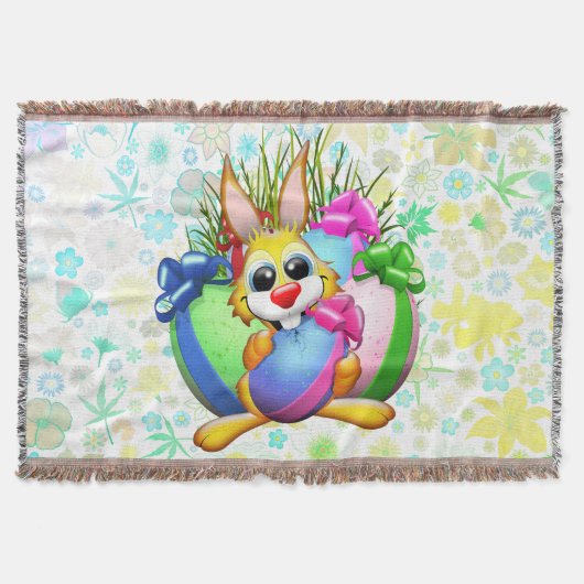 Funny Bunny biting an Easter Egg Deken (Voorkant)