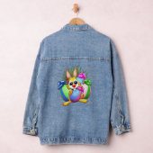Funny Bunny biting an Easter Egg Denim Jacket (Hangar)