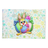 Funny Bunny biting an Easter Egg Kussensloop (Achterkant)