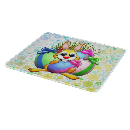 Funny Bunny biting an Easter Egg Snijplank (Hoek)