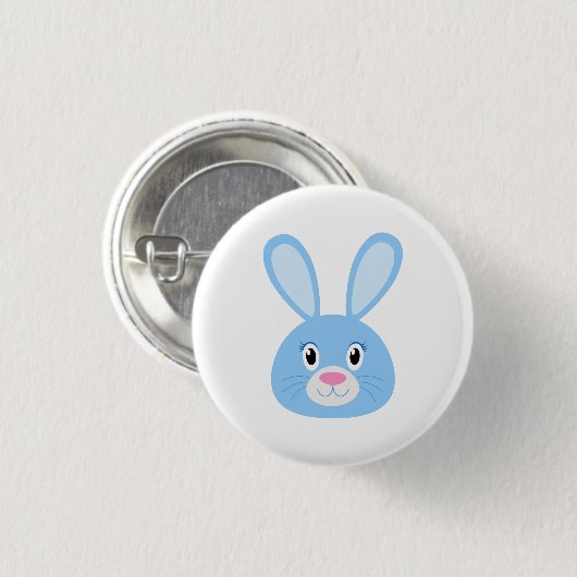 Funny Bunny Blue Ronde Button 3,2 Cm (Voorkant /achterkant)