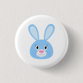Funny Bunny Blue Ronde Button 3,2 Cm (Voorkant)