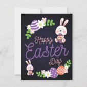 Funny Bunny Happy Easter Day Holiday Kaart (Voorkant)