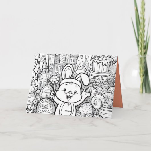 Funny Bunny Happy Pasen Kaart (Achterkant)