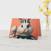 Funny Bunny Happy Pasen Kaart (Gele Bloem)
