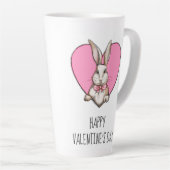 Funny  Bunny & Heart Custom Valentijnsdag Latte Mok (Rechterhoek)