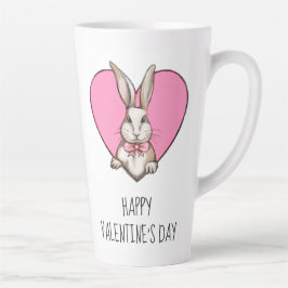 Funny  Bunny & Heart Custom Valentijnsdag Latte Mok