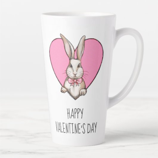 Funny  Bunny & Heart Custom Valentijnsdag Latte Mok (Rechts)