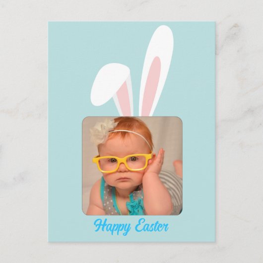Funny Bunny Personalized Photo Easter Holiday Feestdagenkaart (Voorkant)