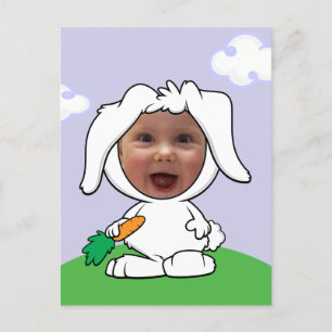 Funny Bunny Rabbit Foto Face Sjabloon Briefkaart