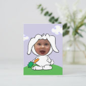 Funny Bunny Rabbit Foto Face Sjabloon Briefkaart (Staand voorkant)