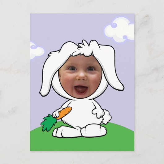 Funny Bunny Rabbit Foto Face Sjabloon Briefkaart (Voorkant)