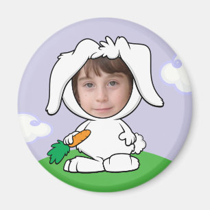 Funny Bunny Rabbit Foto Face Sjabloon Magneet