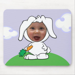 Funny Bunny Rabbit Foto Face Sjabloon Muismat