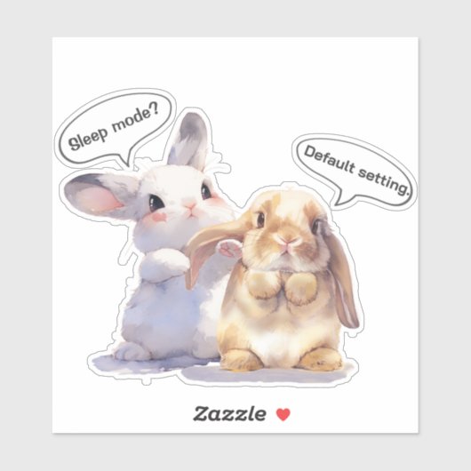 Funny Bunny Sticker – Sleep Mode vs Default (Feuille)