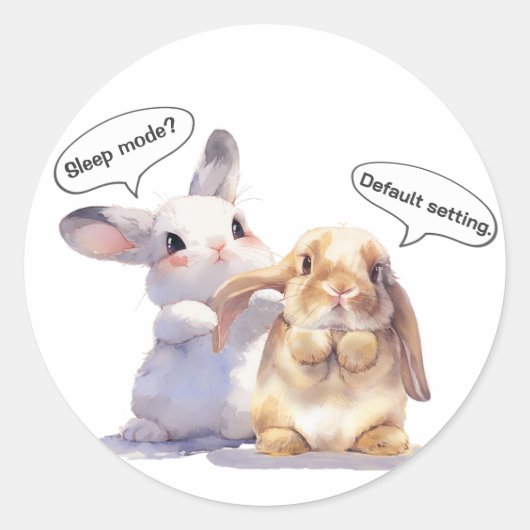 Funny Bunny sticker – Sleep Mode vs Default (Voorkant)