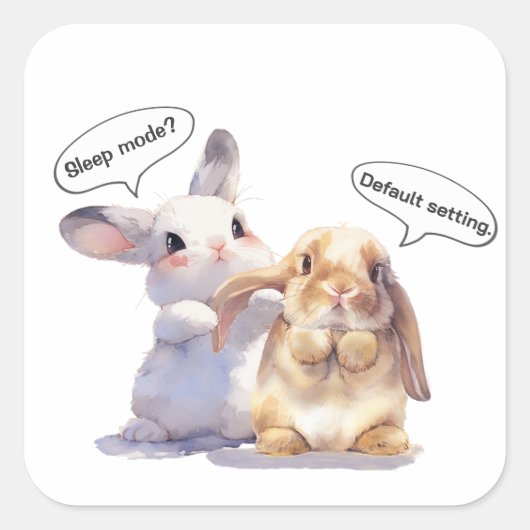 Funny Bunny sticker – Sleep Mode vs Default (Voorkant)