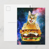 Funny burger cat space briefkaart (Voorkant / Achterkant)
