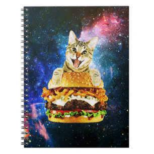Funny burger cat space notitieboek
